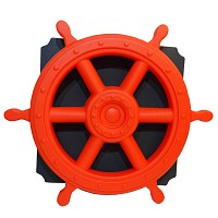 Moveandstic Platte 40x40cm titangrau mit Schiffslenkrad rot