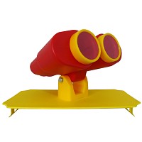 Platte 20x40cm gelb mit Fernglas rot/gelb