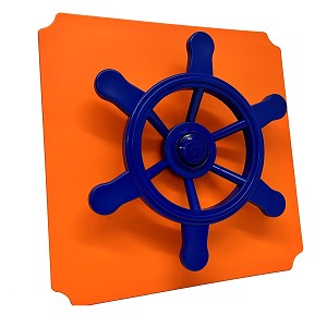 Moveandstic Platte 40x40cm orange mit Piratenlenkrad blau