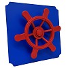 Moveandstic Platte 40x40cm blau mit Piratenlenkrad rot