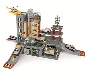 Militär-Station Spielset mit 2 Autos und einem Hubschrauber