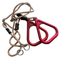 Dreieckige Turnringe mit Seil, rot