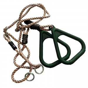 Dreieckige Turnringe mit Seil, grün