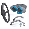Spielturm-Set Lenkrad, Fernglas und Handgriffe grau