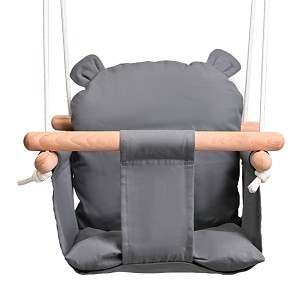 Babyschaukelsitz Teddy Holz/Stoff grau
