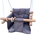 Babyschaukelsitz Holz/Stoff grau