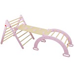Kletterleiter mit Kletterrampe und -bogen, rosa/weiß