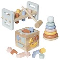 Holzspielzeug-Set mit Hammerspiel, Pyramide und Motorikwürfel