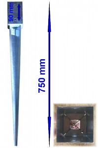 Einschlagbodenhülse 71x71x750mm Bodenhülse Pfostenträger