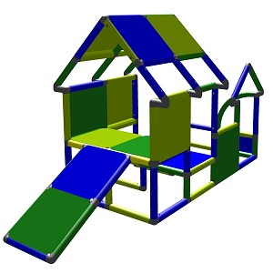 Moveandstic Spielhaus Kleinkind Baukasten Kletterturm mit Babyrutsche grün