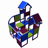 Move and stic Moritz - Spielburg mit Rutsche - magenta-blau-apfelgrün 2