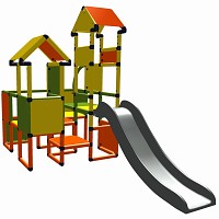 Moveandstic Moritz  - Spielburg mit Rutsche - orange-gelb-apfelgrün