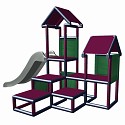 Spielturm Gesa - Kletterturm für Kleinkinder mit Rutsche und Stoffeinsätzen - titangrau/magenta