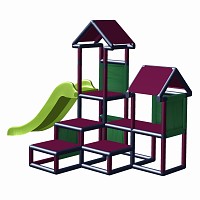 Spielturm Gesa - Kletterturm für Kleinkinder mit Rutsche und Stoffeinsätzen - titangrau/magenta