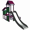 Spielturm Gesa - Kletterturm fÃ¼r Kleinkinder mit Rutsche und StoffeinsÃ¤tzen - titangrau/magenta 1