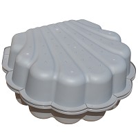 Wasser und Sandmuschel pastell grün mit Sternen-zugeklappter Zustand Sand- und Wassermuschel 2-tlg. hellgrau Sterne 1
