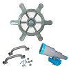 Spielturm-Set grau - Piratenlenkrad, Fernrohr, Handgriffe
