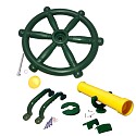Spielturm-Set Piraten-Lenkrad, Fernrohr und Handgriffe grün