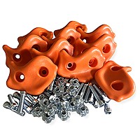 10er Set Klettersteine orange Boulderwand, Klettergriffe