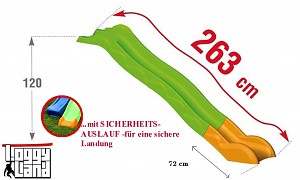Anbaurutsche Wellenrutsche 2,63 m apfelgrün/orange
